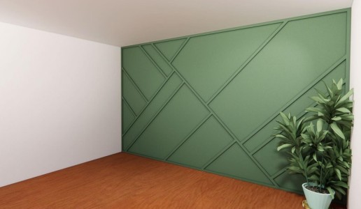 Orman Yeşili Duvarlarda Açılı ve Geometrik Çıta Modelleri