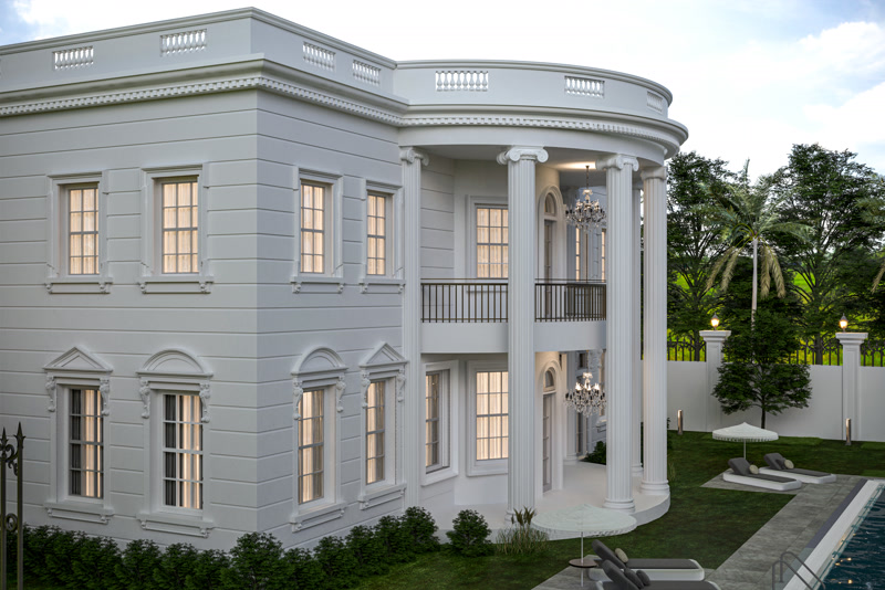 Klasik Lüks Villa Dış Cephe Sütun ve Söve Tasarımları
