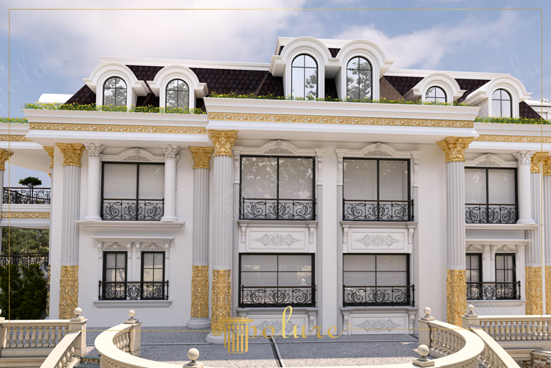 Görkemli Klasik Villa Dış Cephe Süsleme Tasarımları
