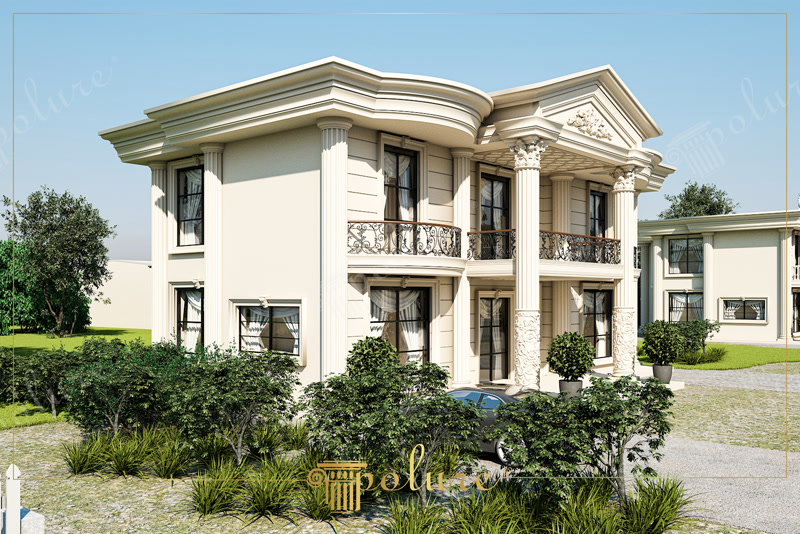İki Katlı Villa Dış Cephe Sütun ve Panel Kaplama Modelleri