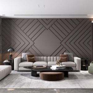Modern Salonlar İçin Vizon Renkli Geometrik Baklava Çıta Tasarımı