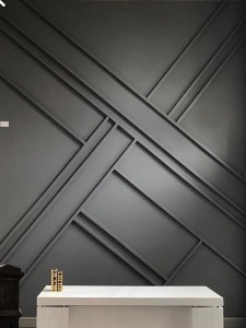 Antrasit Geometrik Duvar Çıtası ile Salon Tasarımı