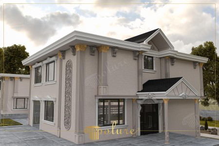 Klasik İki Katlı Villa Dış Cephe Sütun ve Söve Modelleri