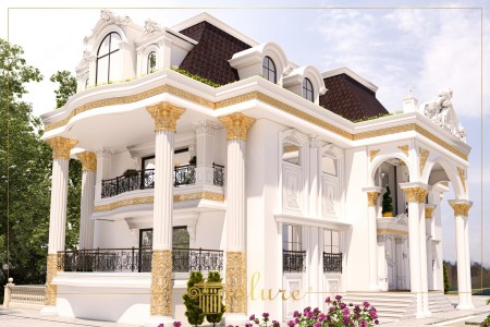 Yivli Sütun ve Sövelerle Klasik Villa Dış Cephe Tasarımı
