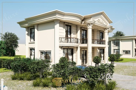 İki Katlı Villa Dış Cephe Sütun ve Panel Kaplama Modelleri