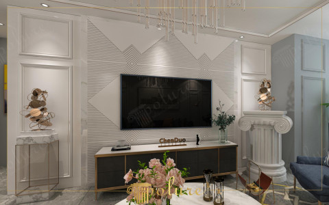 Geometrik Desenli Modern TV Arkası Panelleri