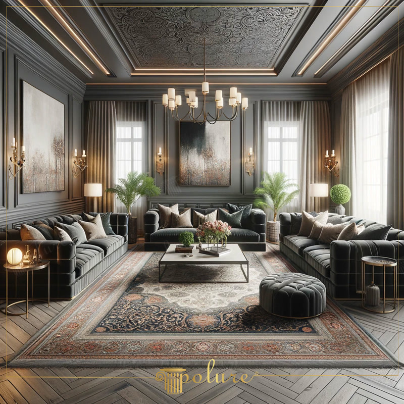 Antrasit Duvar ve Tavan Panellemeleri ile Salon Şıklığı
