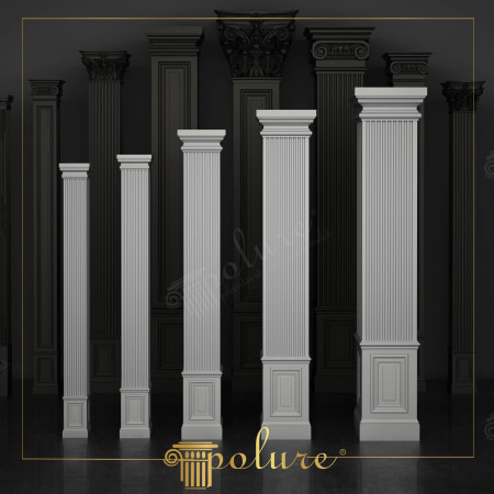 Siyah Arka Planda Yivli Poliüretan Pilaster Sütunlar
