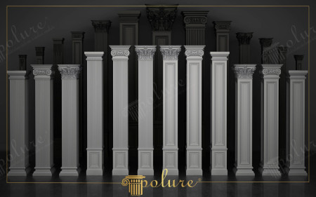 Çeşitli Kapitel Detaylarına Sahip Poliüretan Pilaster Sütunlar