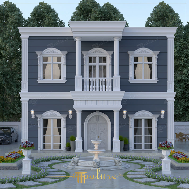 Antrasit ve Beyaz Neoklasik Villa Dekorasyon Modelleri