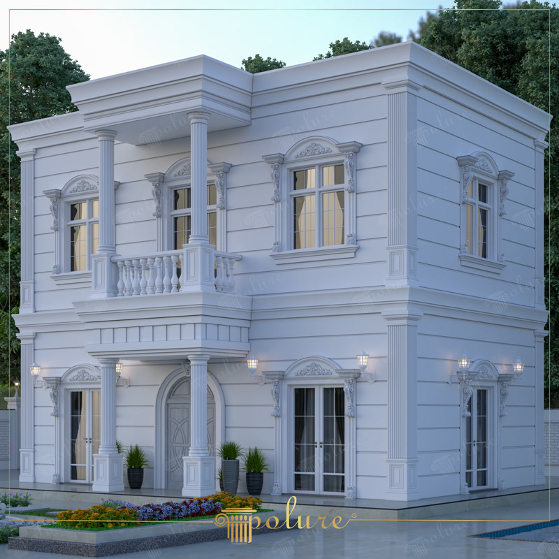 İki Katlı Villada Dekoratif Cephe Panelleri ve Söveler