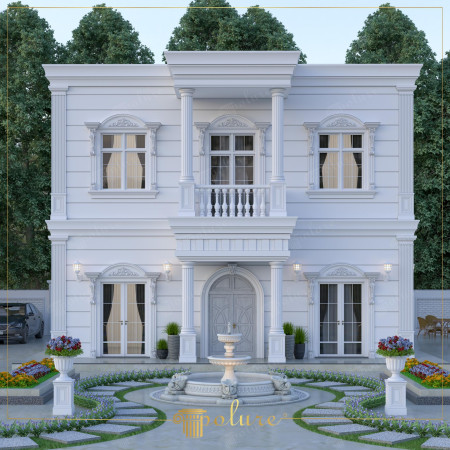 Beyaz Neoklasik Villada Söve ve Pilaster Sütun Süslemeleri
