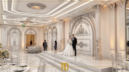 Yüksek Tavanlı Düğün Salonları İçin Kemer ve Sütunlar