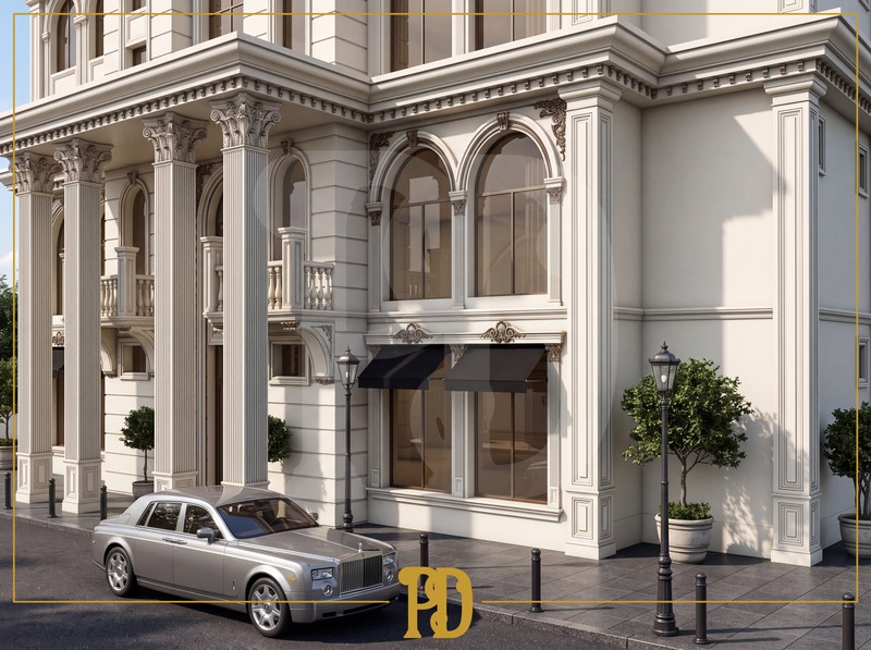 Otel Dış Cephesinde Pilaster Sütun ve Kavisli Kemer Uygulaması