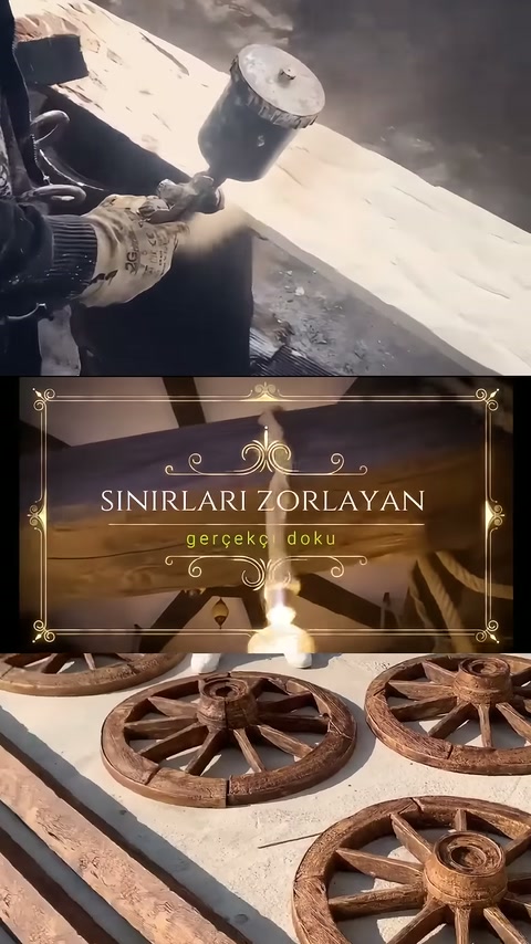 Açık renkli kalas atölyede döner başlıklı aletle işleniyor