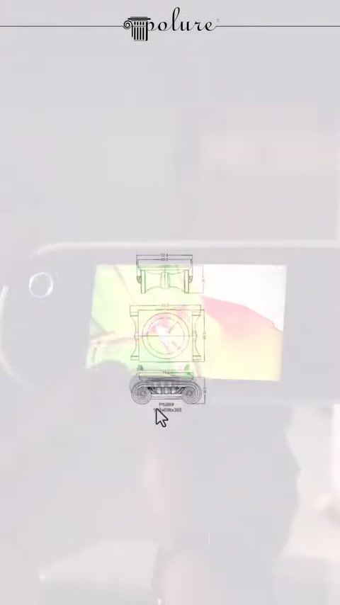 Teknik çizim, taranan dekoratif parçanın geometrik yapısını ekrana yansıtıyor