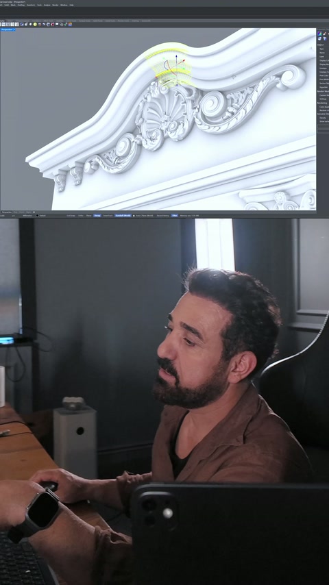 Kavisli taç bölümünün rozetleri ve silmeleri ayrıntılı inceleniyor