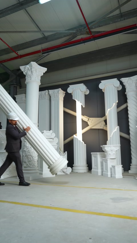 Farklı başlık ve gövde tasarımlarına sahip dekoratif sütunlar