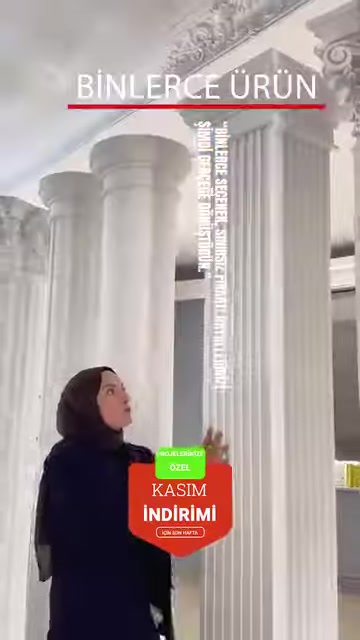 Yuvarlak ve yivli sütun gövdelerinin yüzey ayrıntıları gösteriliyor