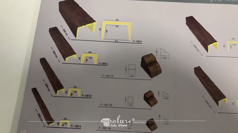 Dekoratif mertek ve kütük parçalarının uygulama çizimleri katalogda görülüyor