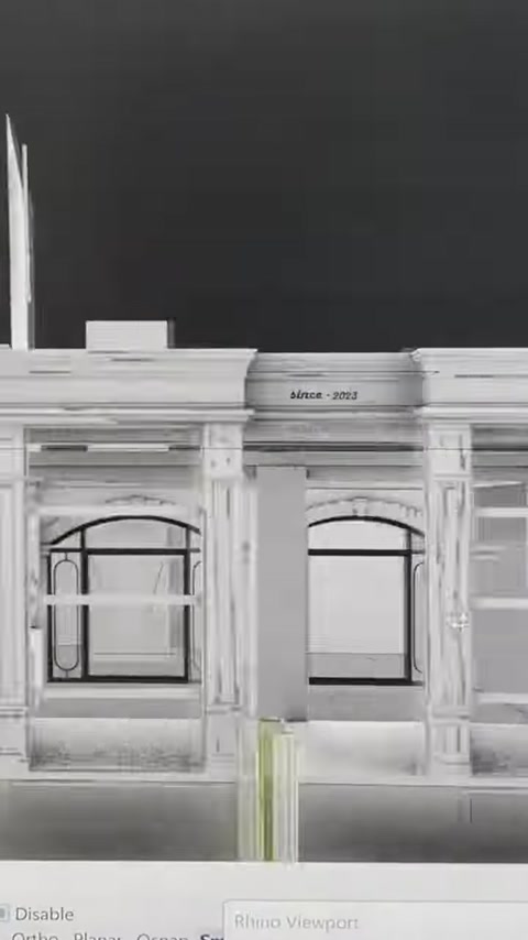 Söve, sütun ve kemerlerle biçimlendirilmiş cephe tasarımının ön görünüşü