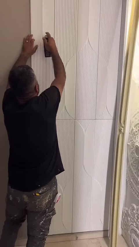 Poliüretan 3D Desenli Duvar Paneli Montajı
