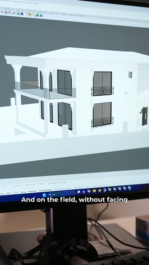 Sade arka cephe modelinde pencere ve balkon açıklıkları gösteriliyor.
