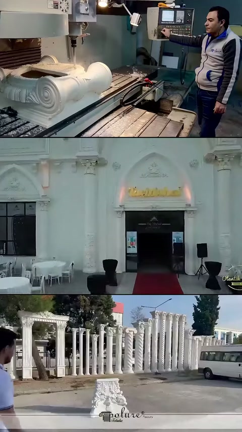 Klasik başlık işlenirken cephe kemeri ve sıralı dekor sütunları gösteriliyor.