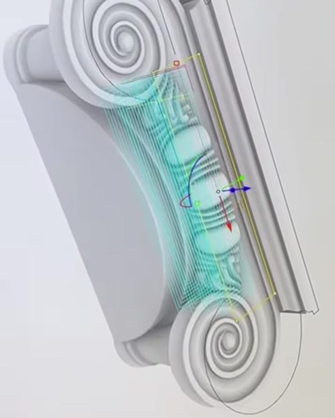 Volüt ve yaprak detayları dijital model üzerinde işleniyor
