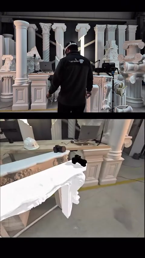 Beyaz şömine modeli ve koyu kamera yakından karşılaştırılıyor.