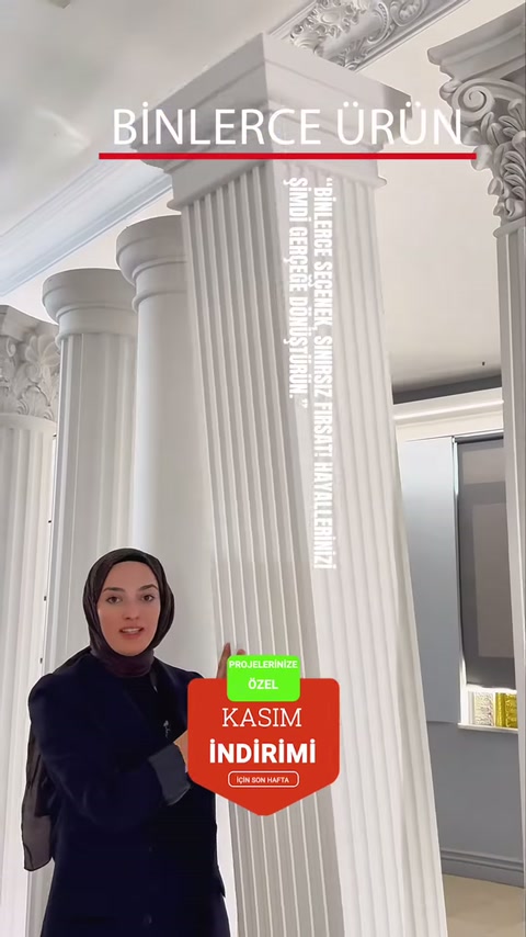 İnce yivli beyaz sütunun gövde ve başlık ayrıntıları tanıtılıyor