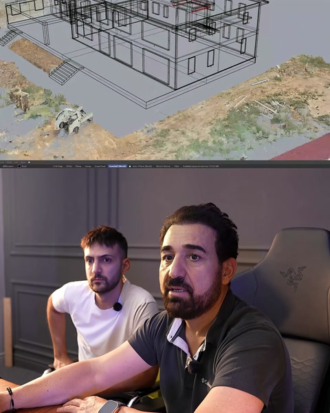 Villa yapısının arazi üzerindeki ilk üç boyutlu modeli