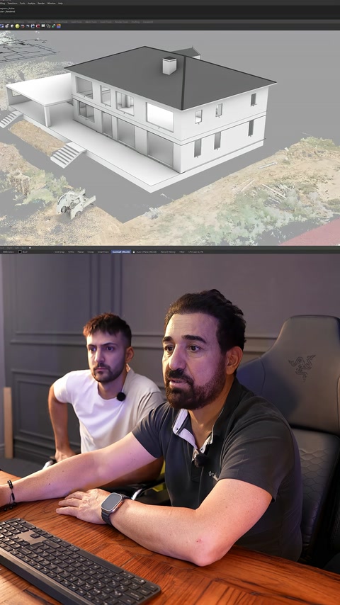 Villanın sadeleştirilmiş katı modeli genel açıdan görüntüleniyor