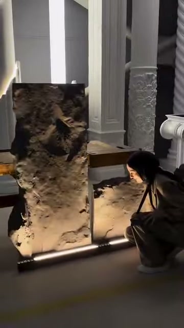 Kanyon desenli panelin taban ışığı görevli tarafından yakından inceleniyor