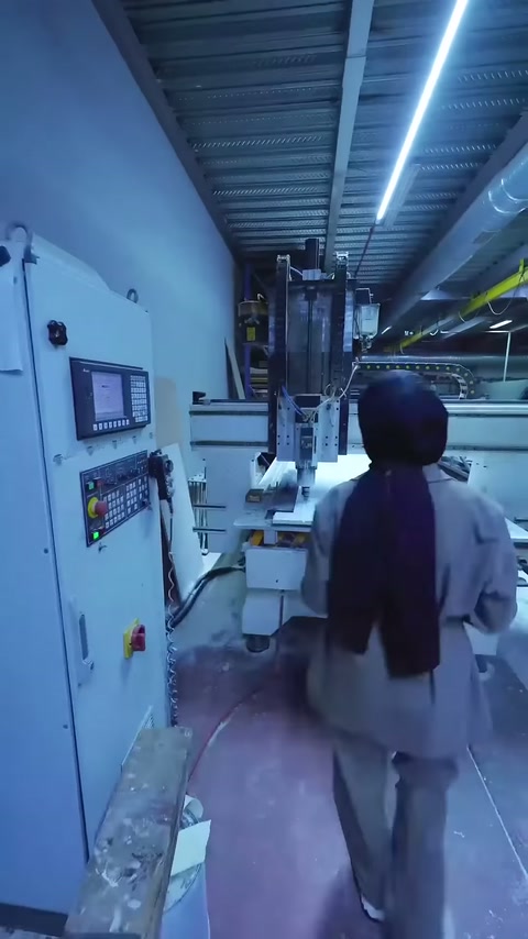 Operatör CNC tezgâhının önünde panel işleme sürecini izliyor