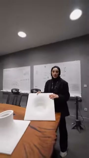 Sunucu tavan spotlarının altında amorf armatür numunesini sergiliyor