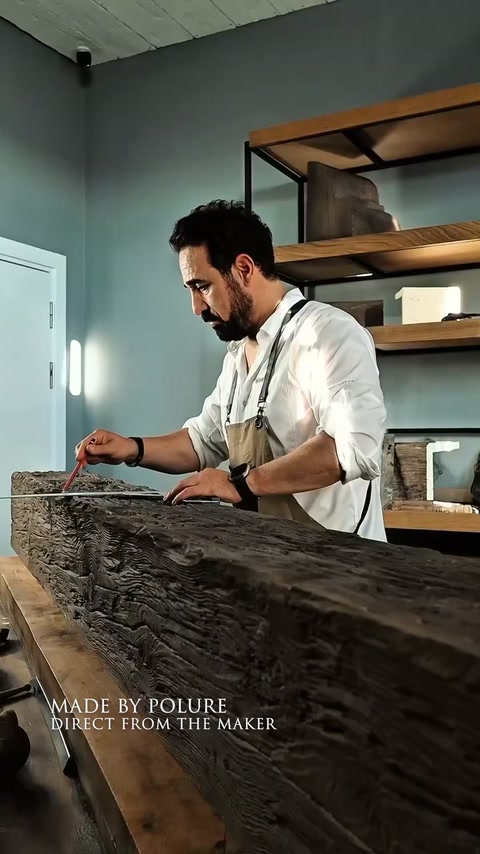 Usta kiriş yüzeyindeki kabartılı damarları fırçayla işliyor