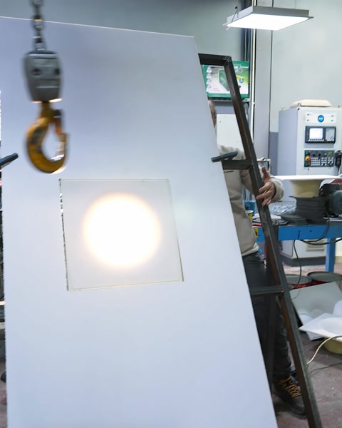Işıklı armatür modülü kare panel boşluğuna yerleştiriliyor.