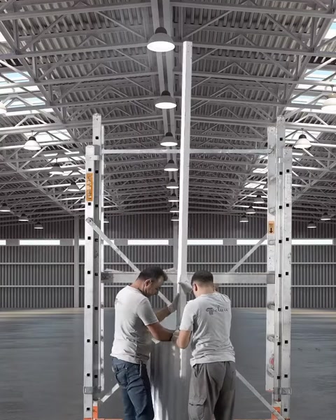Atölye ortamında LED aydınlatmalı sütun parçaları hazırlanıyor