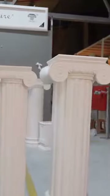 Kalın yivli sütun, geniş volütlü başlığıyla kadrajın merkezinde duruyor