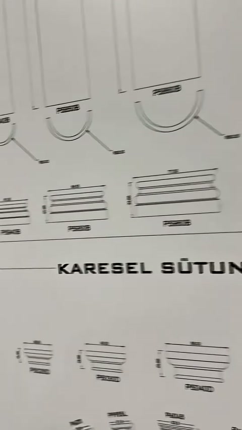 Karesel sütun gövde profilleri ile taban detayları panoda gösteriliyor