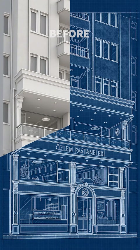 Ticari cephenin çizim üzerinde planlanan söve ve silmeleri