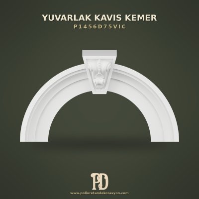 Poliüretan Kilit Taşlı Yuvarlak Kemer 115x67 cm Kavisli Dekor