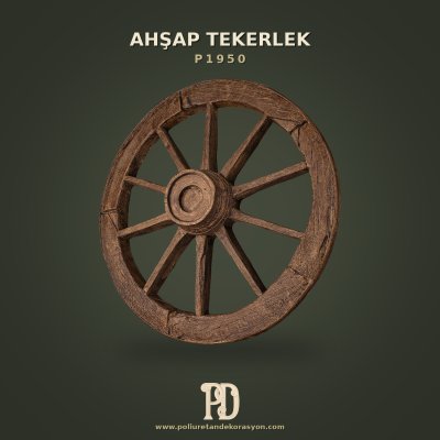 Otantik Ahşap Dokulu Tavan Tekerleği 86x86 cm