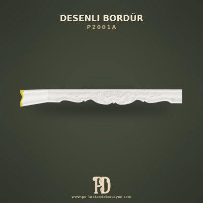 Kabartmalı Floral Desenli Poliüretan Duvar Bordürü 3x12 cm