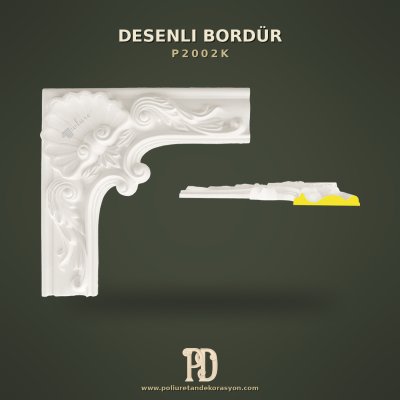 Poliüretan Klasik Kabartma Motifli Bordür Köşesi Deniz Kabuğu Desenli 56x56 cm