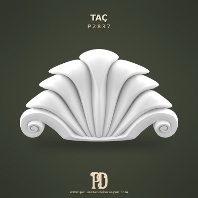 İstiridye Oyma Desenli Kapı ve Pencere Tacı 14x77x45 cm