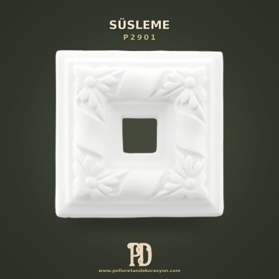 Dekoratif Sarmal Çerçeveli Kare Poliüretan Süsleme 10x10 cm