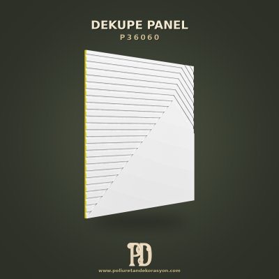 Geometrik Çizgili Poliüretan Dekupe Duvar Paneli 60x60 cm