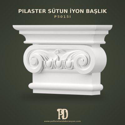 İyon Volütlü Poliüretan Pilaster Sütun Başlığı 6x21x15 cm